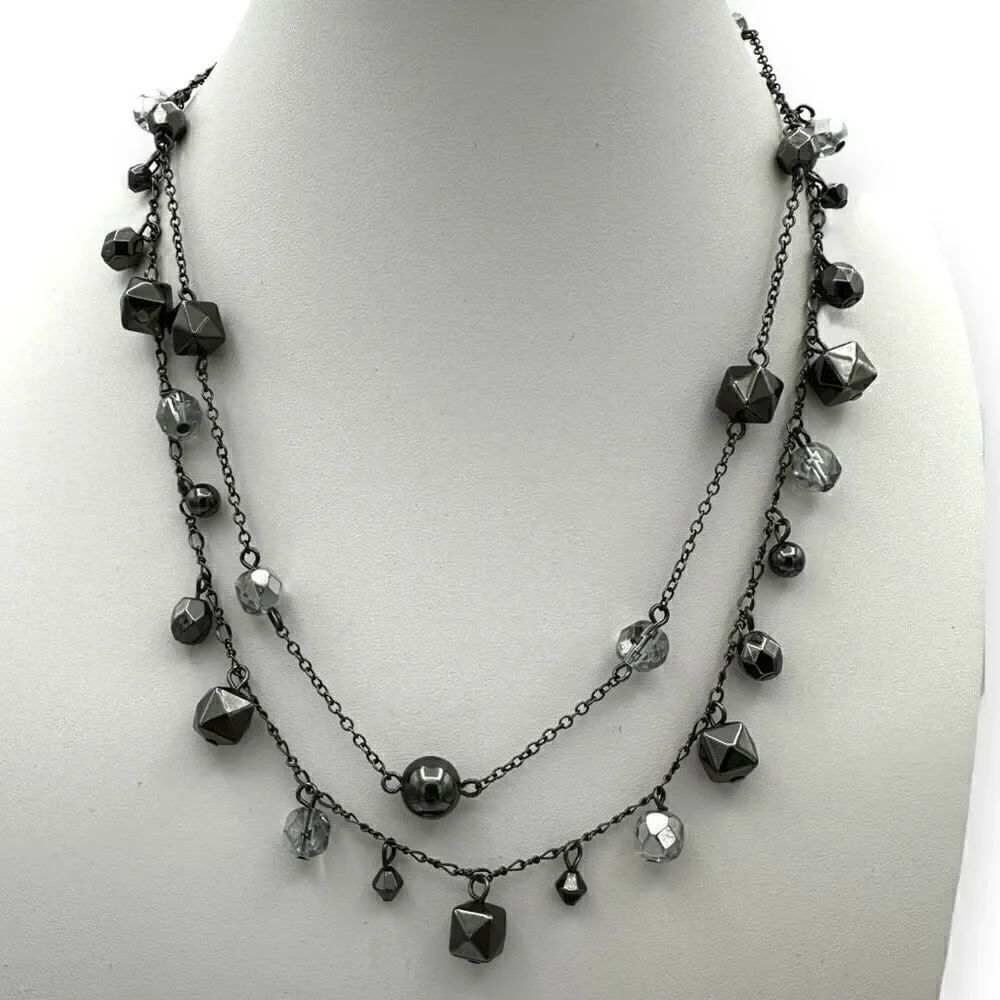 Express Silver toned 2 tier on a chain necklace